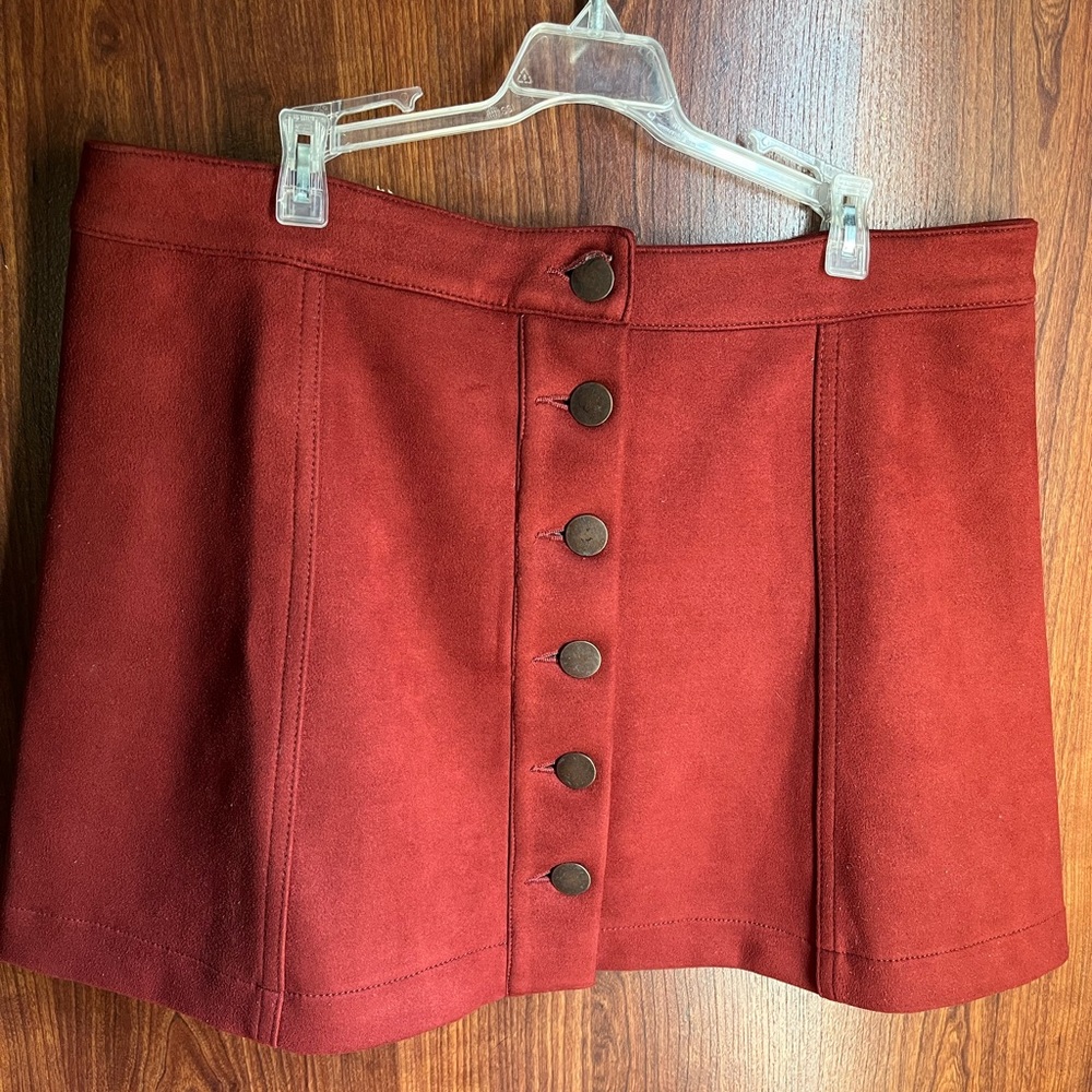 Forever21 Burgundy Mini Button-Front Skirt